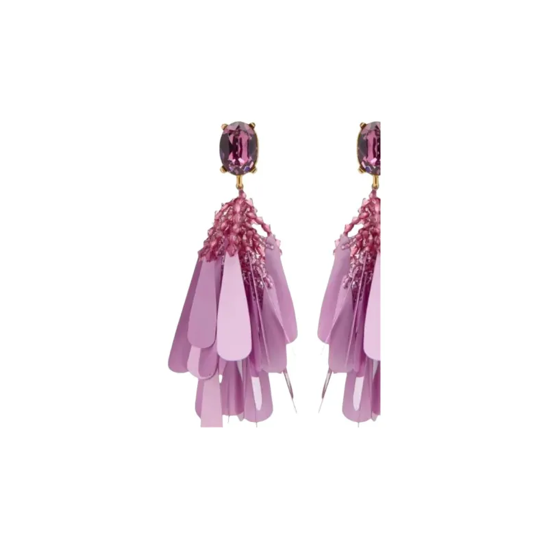 Oscar De La Renta Sequin Petal Clip on Earrings-2
