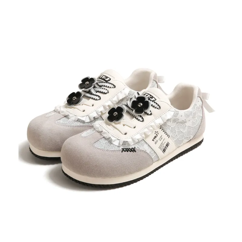 TTKJ Fashion Lace Floral Bowknot Bucan Non slip Lightweight Low Top Casual Shoes Women's Galaxy White-0