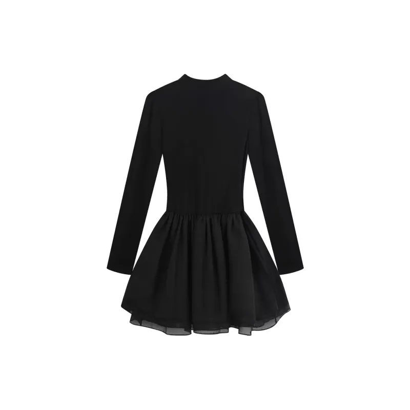 ABCMININ Long-Sleeved Dresses Women's Black-1