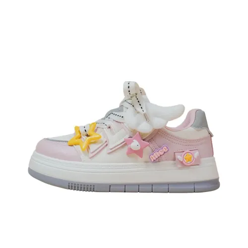 A&M Slip Resistant Cushioning Abrasion Resistant Low Top Skateboard Shoes Women's Beige Pink