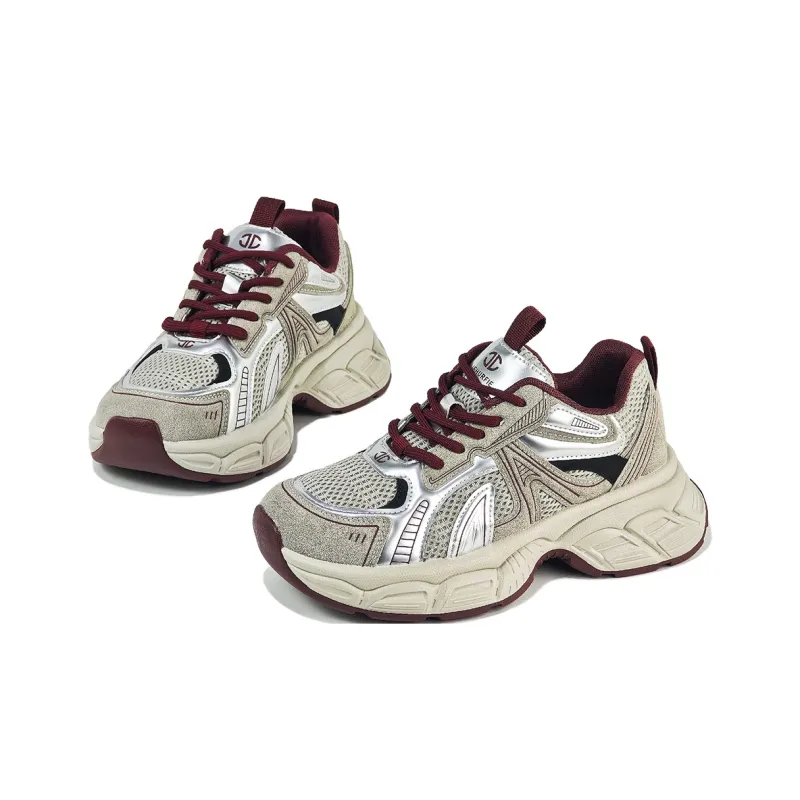 JEHURFIE Slip-Resistant Breathable Moisture-Wicking Lightweight Height-Increasing Low-Top Chunky Sneakers Women's-1