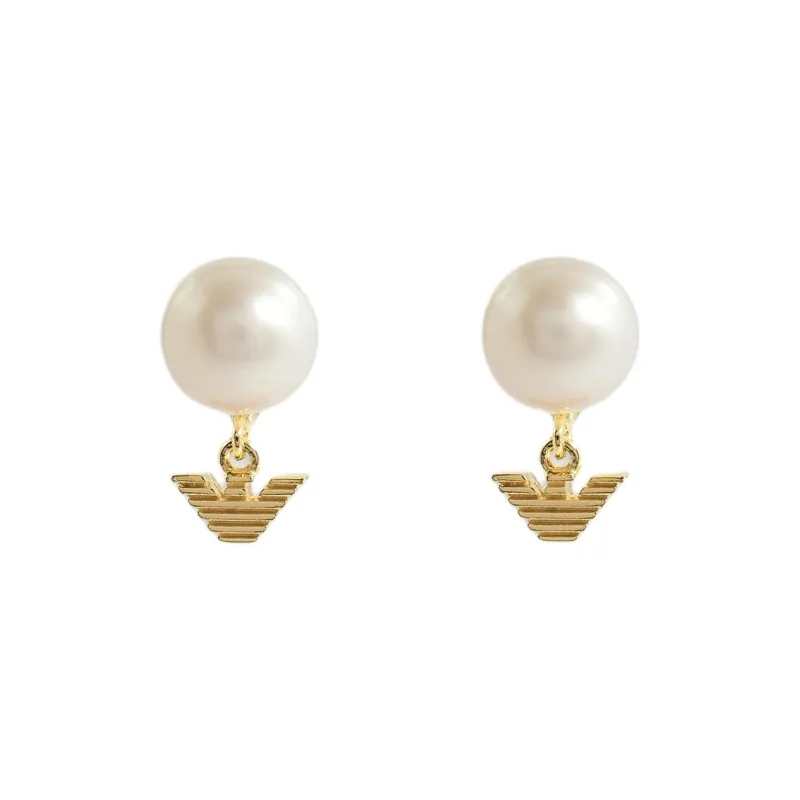 EMPORIO ARMANI White Pearl Stud Earrings-0