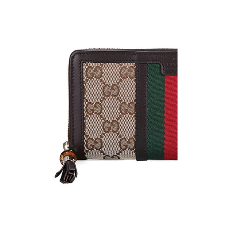 GUCCI Canvas With Leather Money Clip Canvas Bag Wallet Women's Ebony/Brown-3