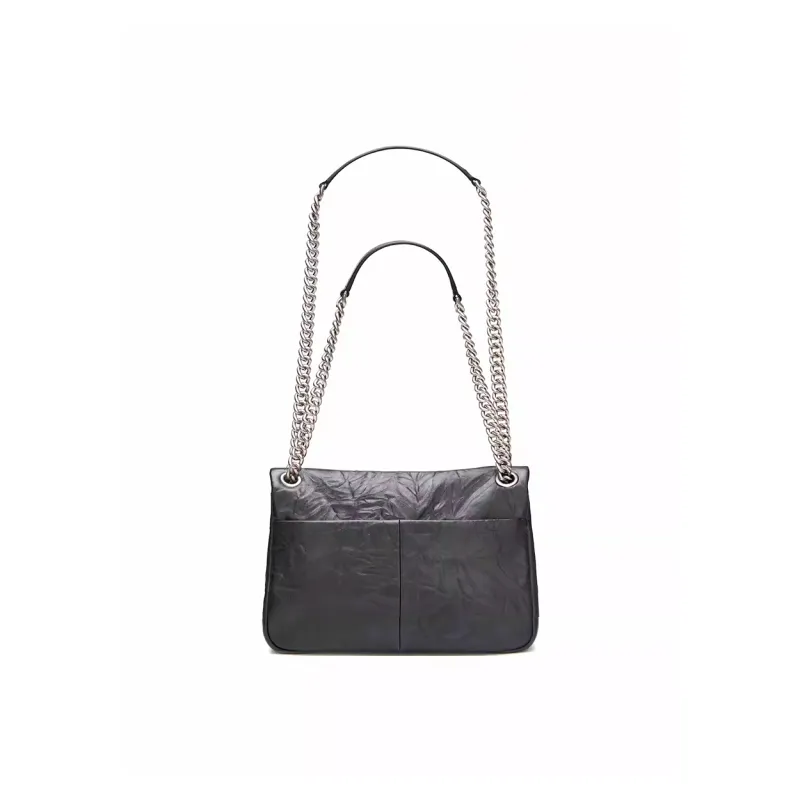 PECO Cow Leather Shoulder Bag Crossbody Bag Regular Women's Classic Black-2