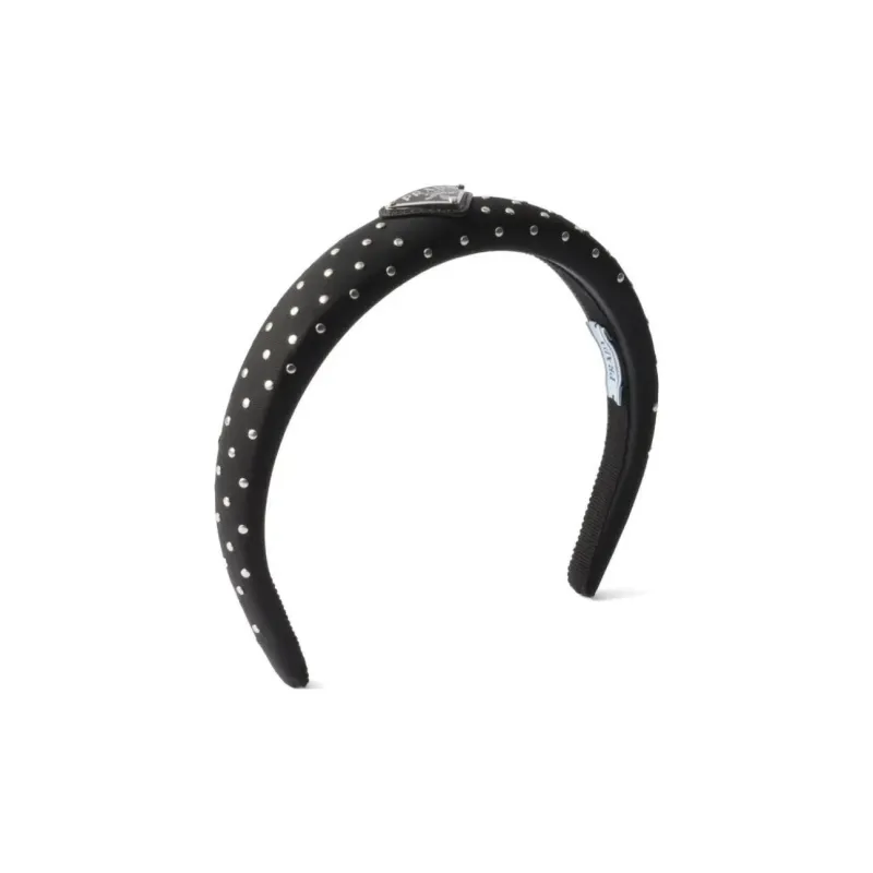 PRADA Metal, Recycled Nylon, Enamel Headbands Women's Black-0