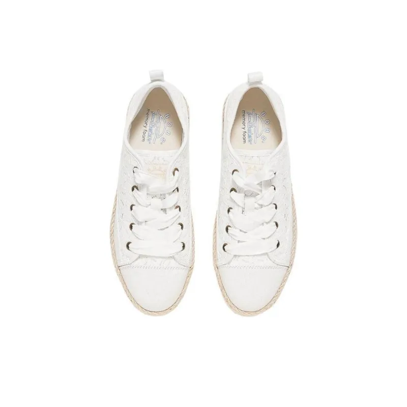 Skechers Bob's Anti-Slip Wear-Resistant Low-Top Canvas Shoes Women's White-3
