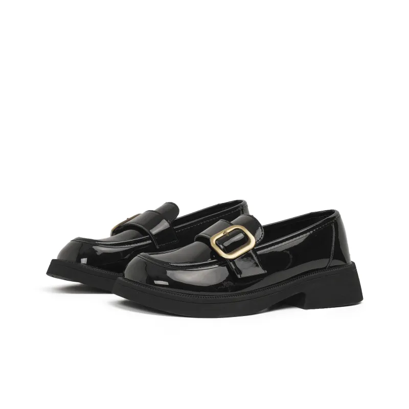 SHUXI Loafers Women's Black Glossy/Black Matte-2