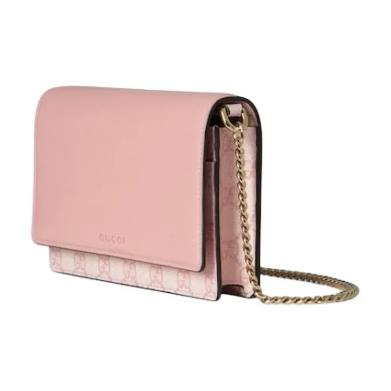 GUCCI Smooth Leather Shoulder Bag Women's Light Pink-1