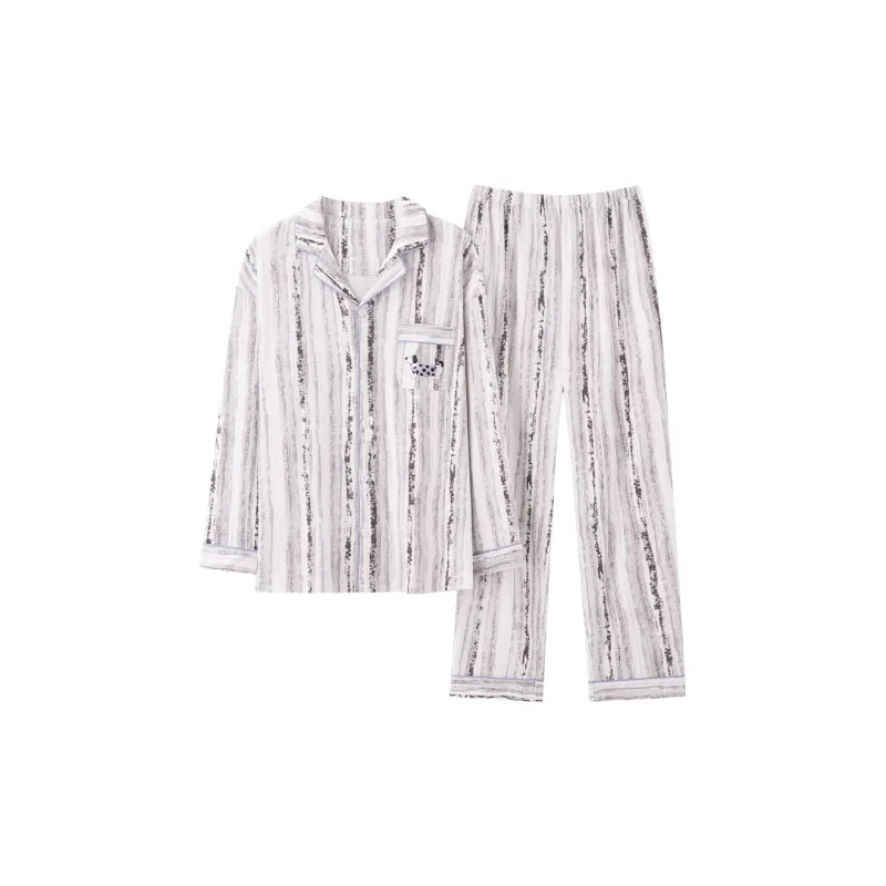 XIAFENYAN Pajama Set Men's Gray Apricot-0