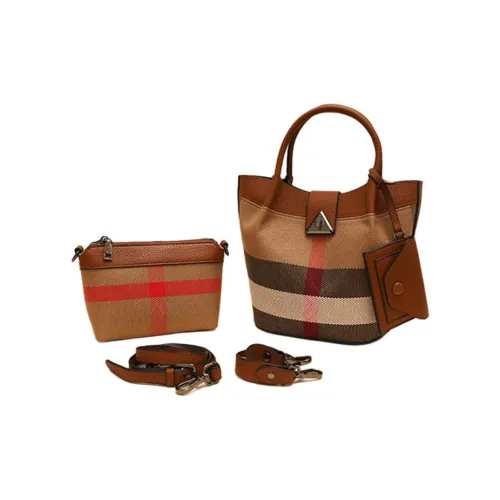 BEMIX PETS Cowhide Patchwork Canvas Crossbody Bag Regular Women's Caramel Brown