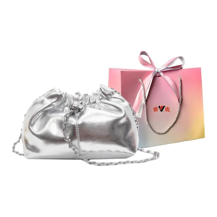 Yalu PU Pleated Shoulder Bag, Crossbody Bag Women's Gold/Silver-7
