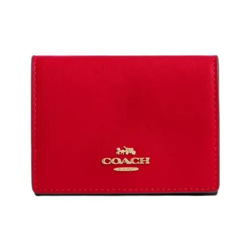 COACH Coated Canvas With Leather Wallet Mini Women's Red