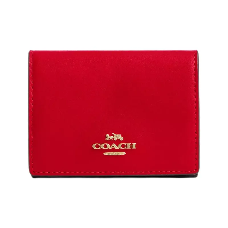 COACH Coated Canvas With Leather Wallet Mini Women's Red-0