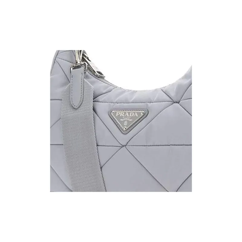PRADA Nylon Fabric Shoulder Bag Women's Gray-4