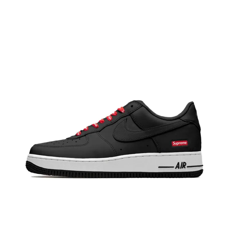 Supreme x Nike Air Force 1 Anti Slip Wear Resistant Low Top Skateboard Shoes Unisex Black Red-0