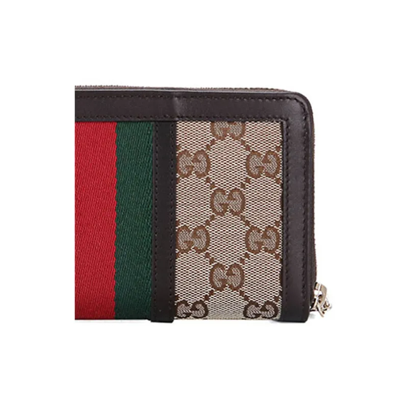 GUCCI Canvas With Leather Money Clip Canvas Bag Wallet Women's Ebony/Brown-4