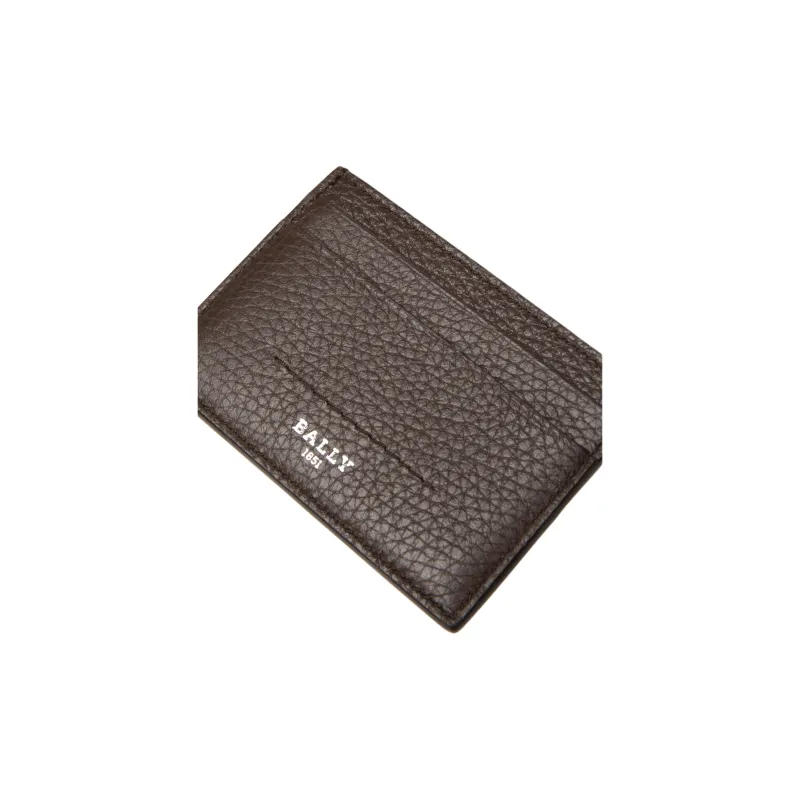 BALLY Leather With Deerskin Card Holder Men's Brown-3