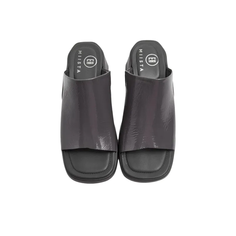 MIISTA Slide Slippers 6cm Women's Dark Gray-3