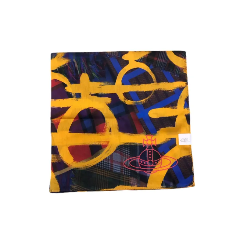 Vivienne Westwood Cotton Silk Scarves Unisex Yellow-1