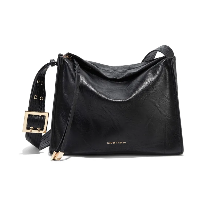 CLEVER& KETCH PU Shoulder Bag Crossbody Bag Hobo Bag Regular Women's Ecru/Black-6