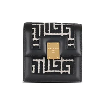 BALMAIN 1945 Leather One Shoulder Crossbody Card Holder Women's Black