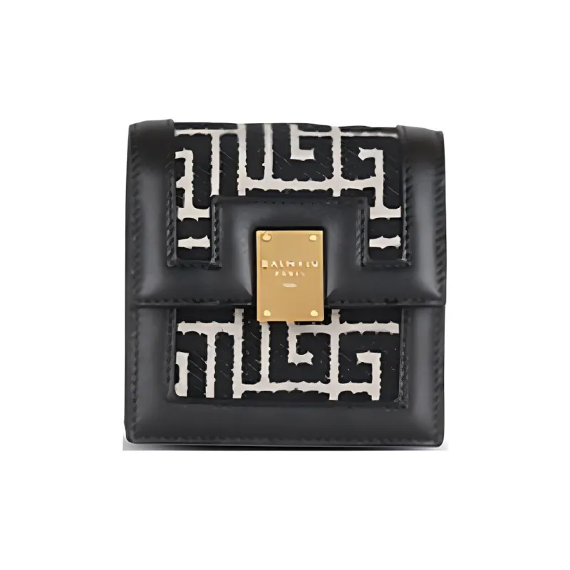 BALMAIN 1945 Leather One Shoulder Crossbody Card Holder Women's Black-0