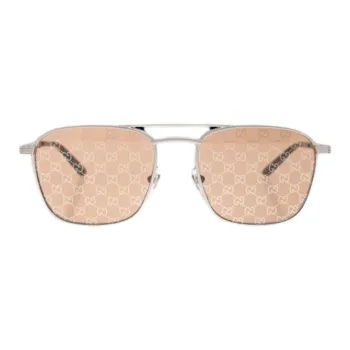GUCCI Acetate Metal Nylon Aviator Sunglasses Men's Silver