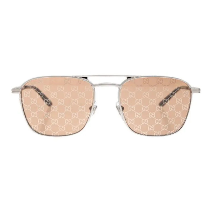 GUCCI Acetate Metal Nylon Aviator Sunglasses Men's Silver-0