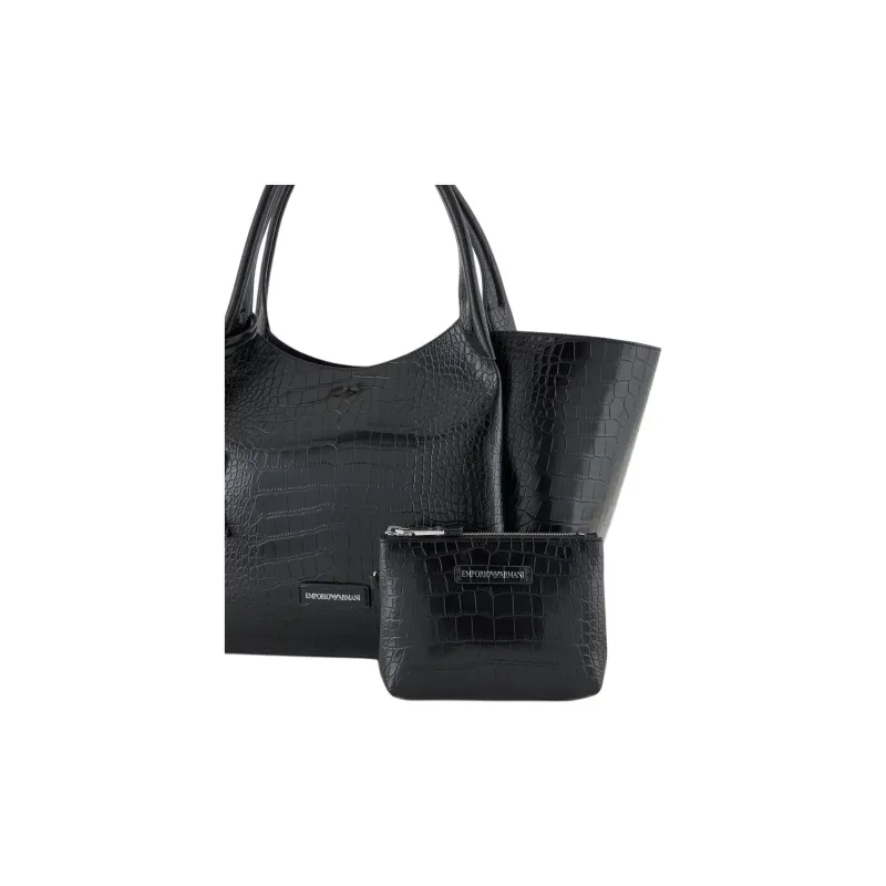 EMPORIO ARMANI Polyester Tote Bag, Shopping Bag, Handbag Extra Large Women's Black-4