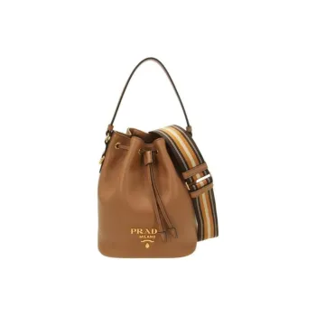 PRADA Leather Bucket Bags Shoulder Bag Crossbody Bag Handbag Women's Brown