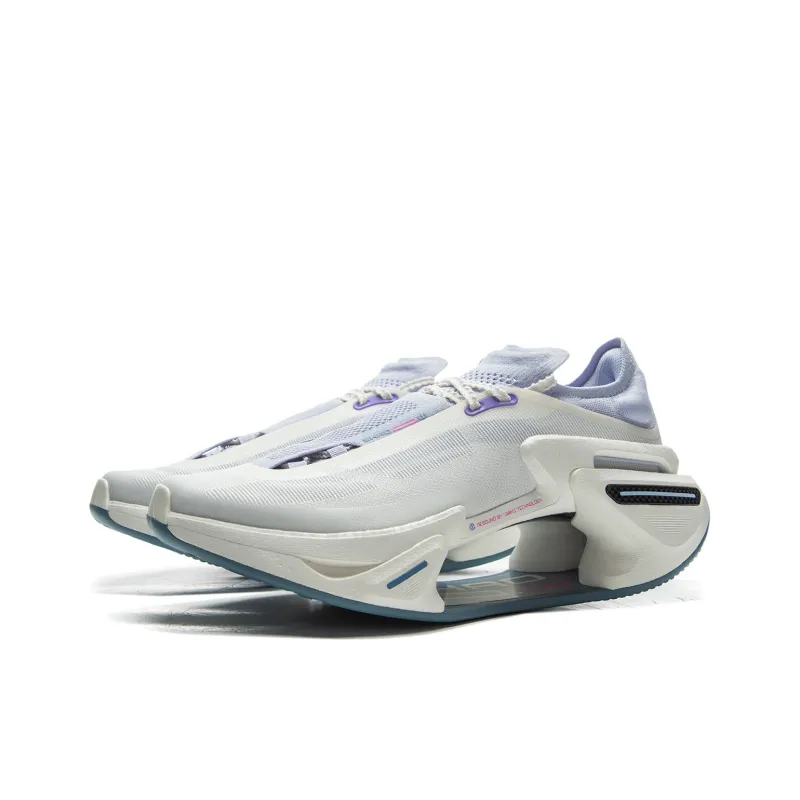 LiNing Shadow 3.0 Cushioning Rebound Height Increasing Low-Top Casual Running Shoes Men's White Purple-2