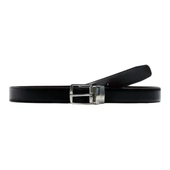 ZARA Cow Leather Metal Leather Belts Men's Black -