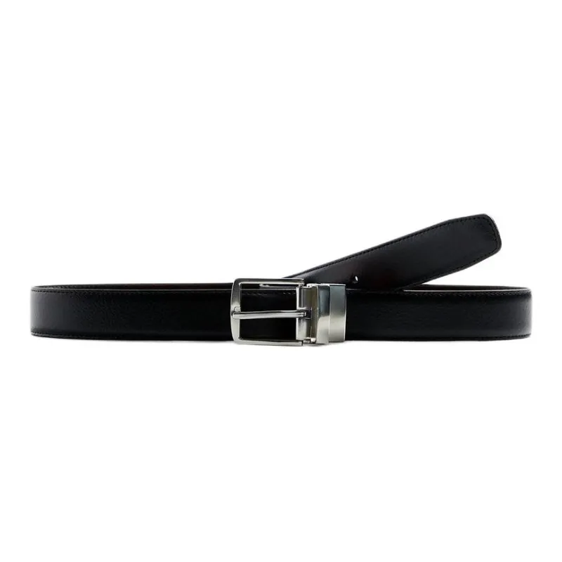 ZARA Cow Leather Metal Leather Belts Men's Black --0