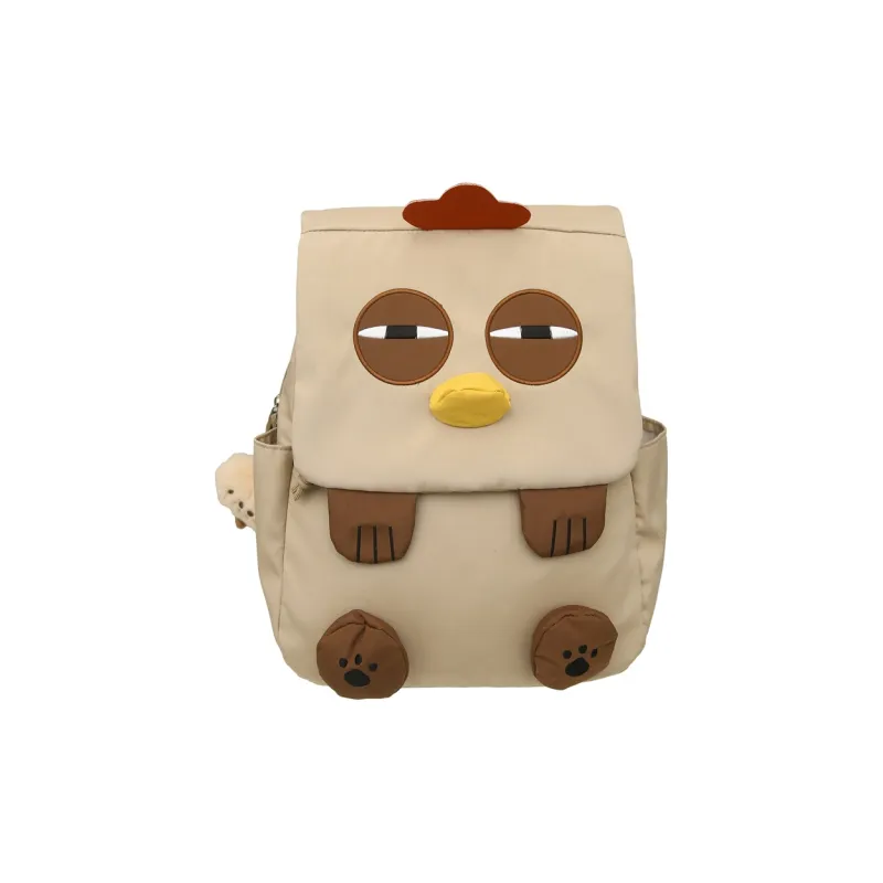 HCXK Nylon Cute Raccoon Backpack Unisex Black/Gray/Khaki-26