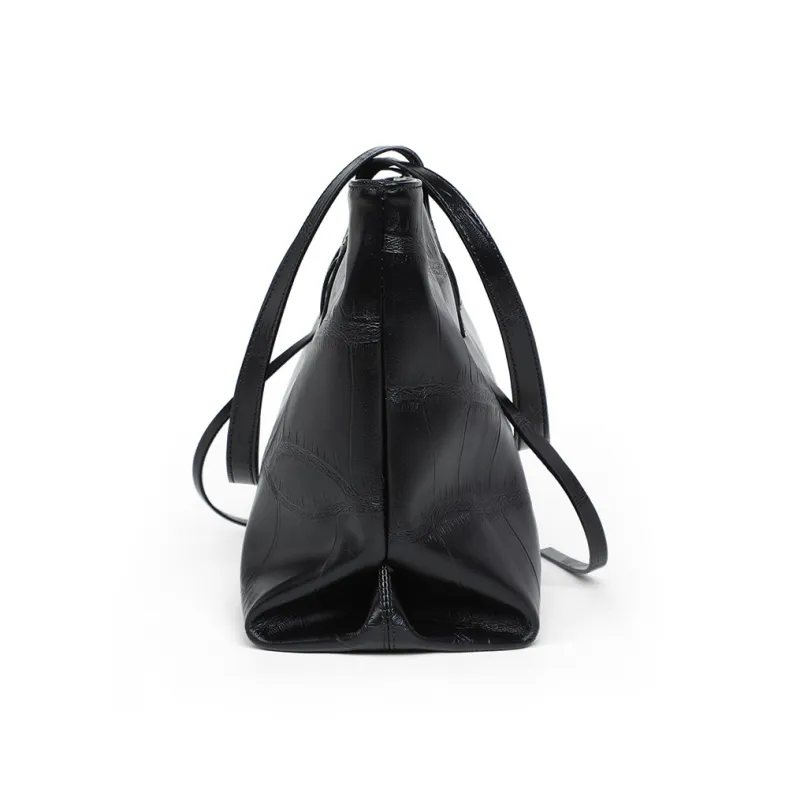 MILLIE'S Cow Leather Shoulder Bag Tote Shopping Bag Regular Women's Black/Dark Brown-5