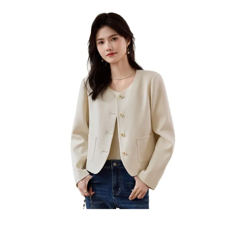 She Enjoys Cropped Coat Women's Ecru-1