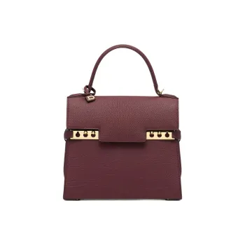Delvau Tempête Calfskin Handbag Women's Burgundy