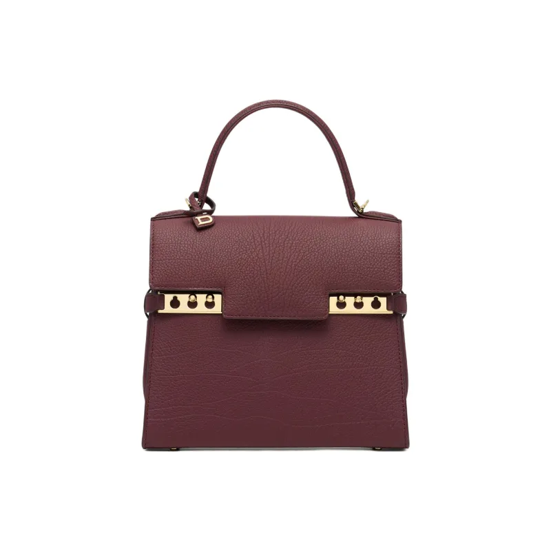 Delvau Tempête Calfskin Handbag Women's Burgundy-0
