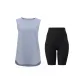 Misty Blue Sleeveless+Starburst Black Knee-Length Pants