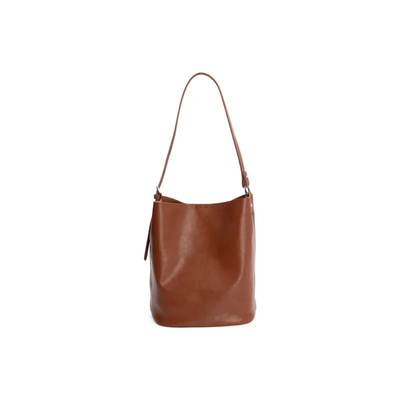 VENOF Cow Leather Bucket Bag, Handbag, Shoulder Bag Women's Vegetable Tanned Coffee/Vegetable Tanned Black-15