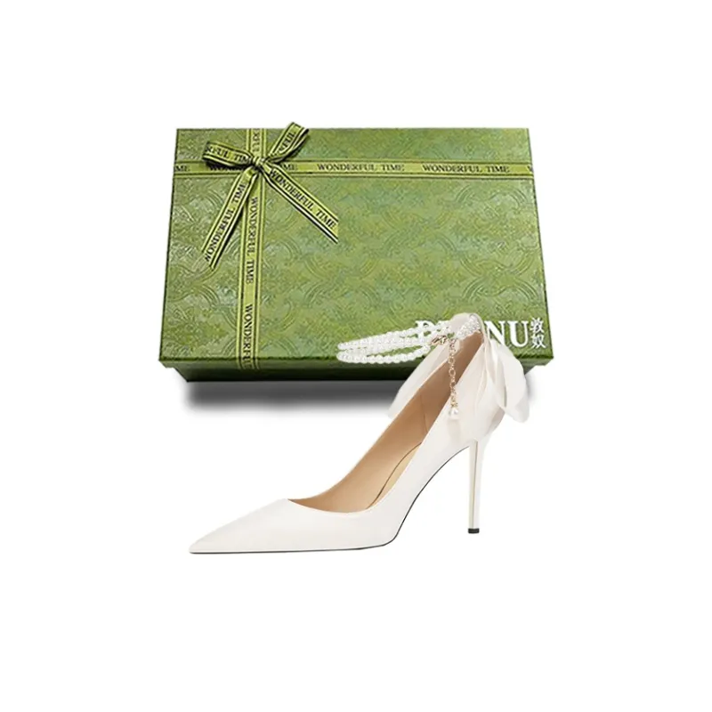 Dunnu Slim Heel High Heels 9cm Women's Red Gift Box Set-11