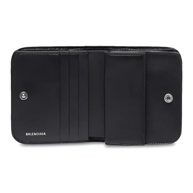 Balenciaga Le Cagole Lambskin Wallets Card Holders Women's Black-2