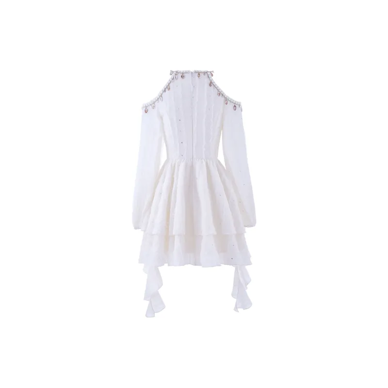 Si Bei'er Long Sleeved Dress Women's Apricot-5