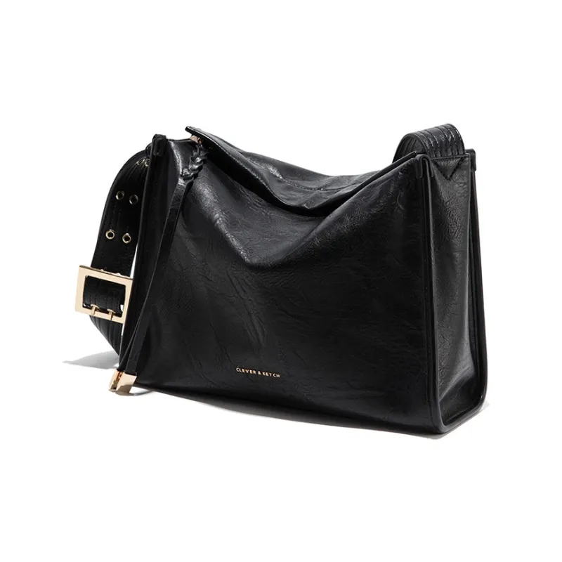 CLEVER& KETCH PU Shoulder Bag Crossbody Bag Hobo Bag Regular Women's Ecru/Black-7