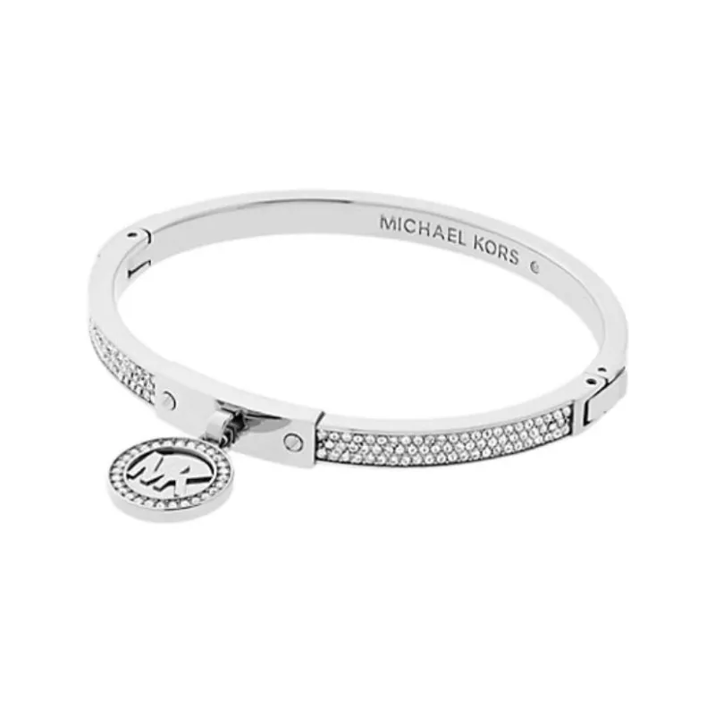 MICHAEL KORS Fulton Pavé Silver-Tone Hinge Bangle-0