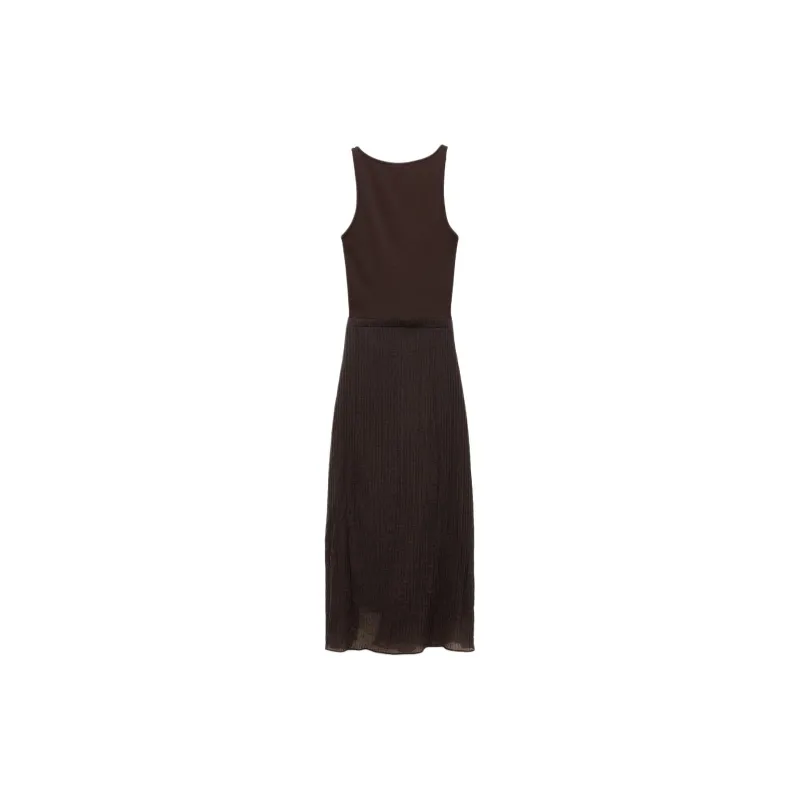 ZARA Sleeveless Dress Women's Brown-1