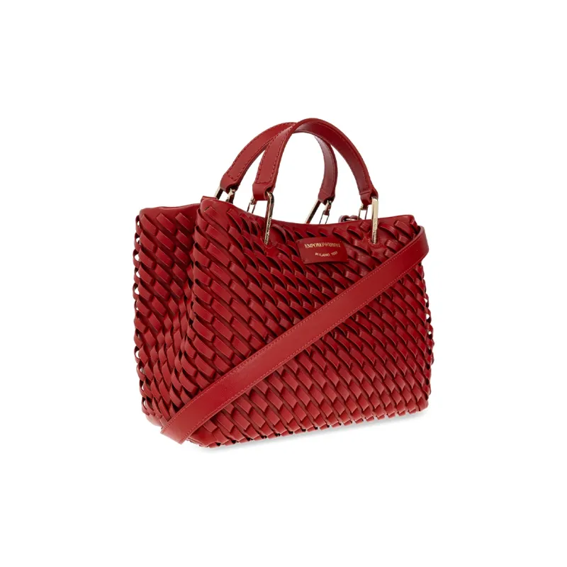 EMPORIO ARMANI Leather One Shoulder Handbag Women's Red-1