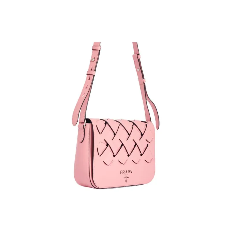 PRADA Leather Shoulder Bag Crossbody Bag Regular Women's Petal Pink/Black-1