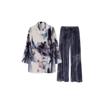 ROUKEER Pajama Set Women's Navy Blue