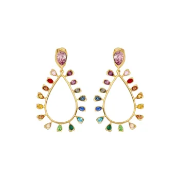 Oscar De La Renta Multi Colored Crystal Drop Earrings